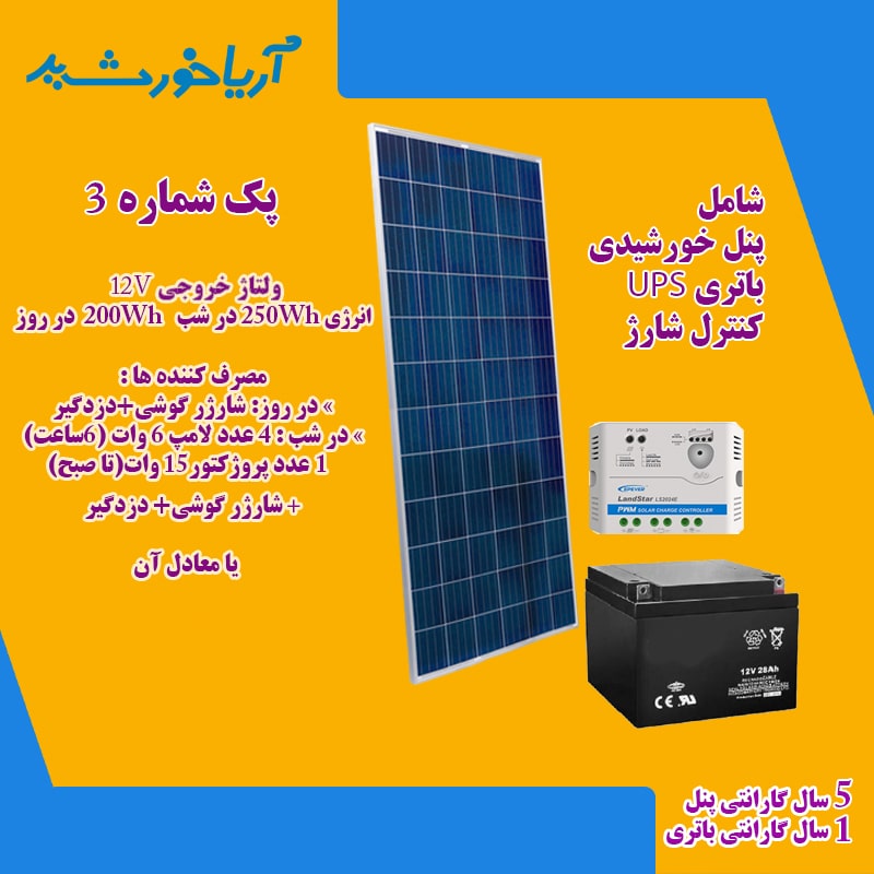 پکیج برق خورشیدی با انرژی 450WH و ولتاژ 12V