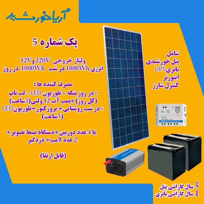 پکیج برق خورشیدی با انرژی 2000WH و ولتاژ 12V-220V