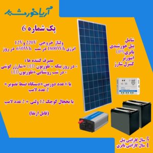 پکیج برق خورشیدی با انرژی 2450WH و ولتاژ 12V-220V