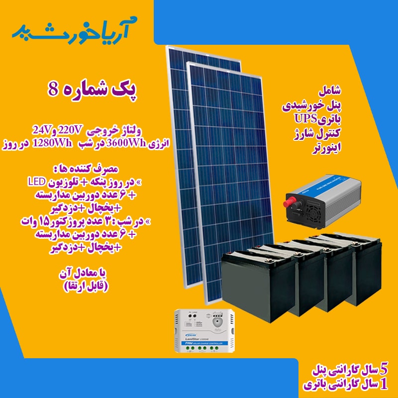 پکیج برق خورشیدی با انرژی 4880WH و ولتاژ 24V-220V کد8